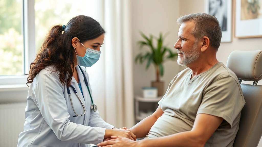 Patient receiving attentive care from a healthcare provider in a comfortable examination room with natural light and calming colors