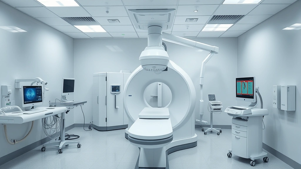 State-of-the-art medical imaging room with advanced diagnostic equipment, clean clinical setting, sophisticated healthcare technology