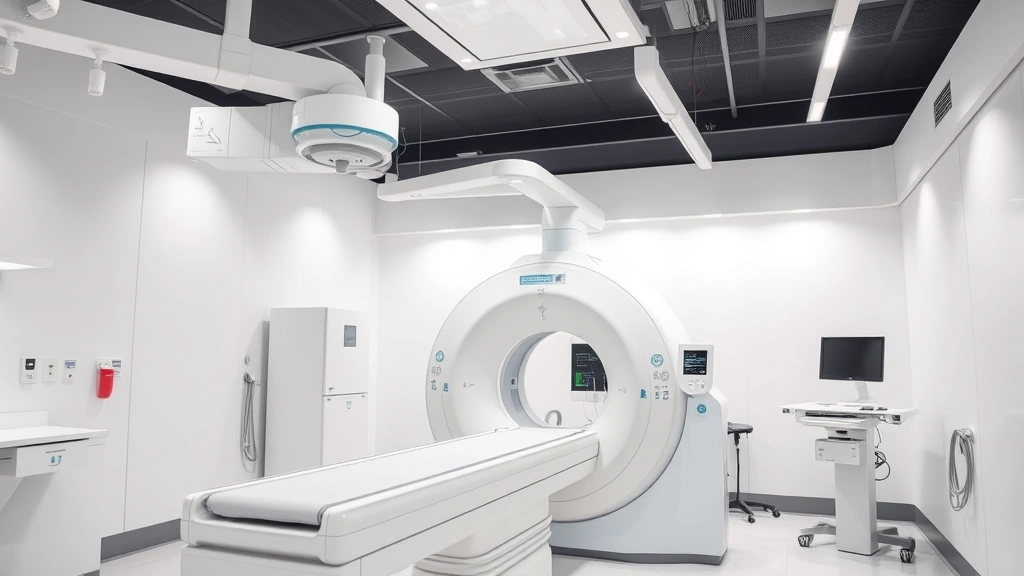 Advanced medical technology in operation, diagnostic imaging center with sophisticated equipment, clean modern healthcare facility, professional medical environment