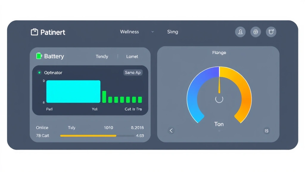 Split-screen showing battery optimization chart and temperature gauge, modern dashboard design, digital wellness aesthetic, clean interface