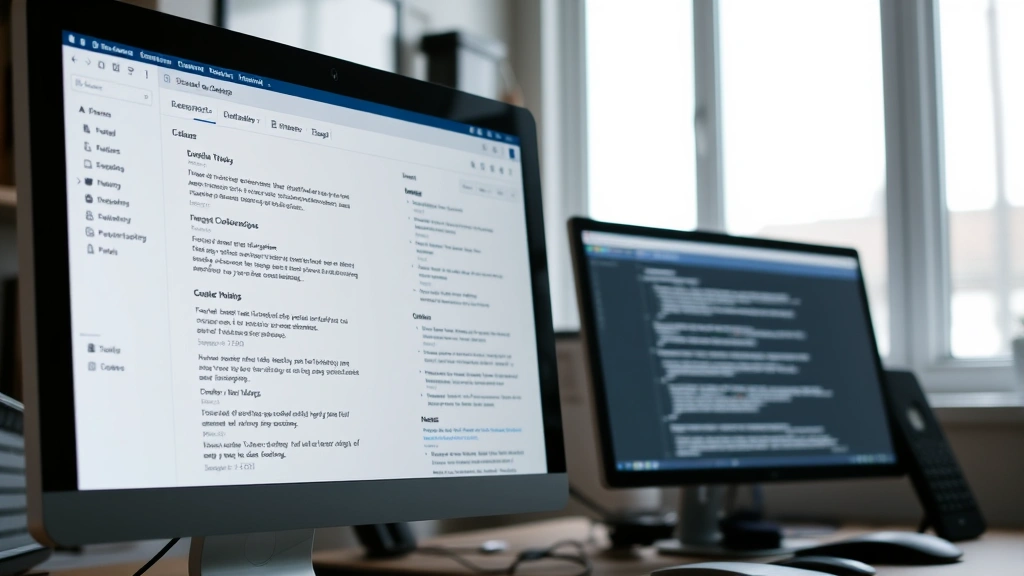 Organized digital workspace on computer screen showing research database interface with color-coded citations, notes, and multiple browser tabs open, clean modern design, productivity focused